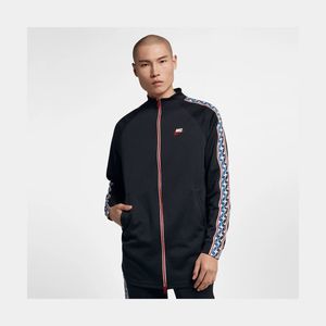 NEW Mens XL NIKE Sportswear Taped Poly Track Jacket Full Zip AJ2681-010 Black